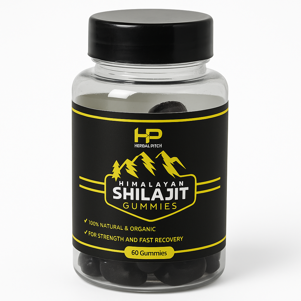 Herbal Pitch Shilajit Gummies – 60 Gummies | 100% Natural Himalayan Shilajit | Boost Energy, Recovery & Performance | Dietary Supplement
