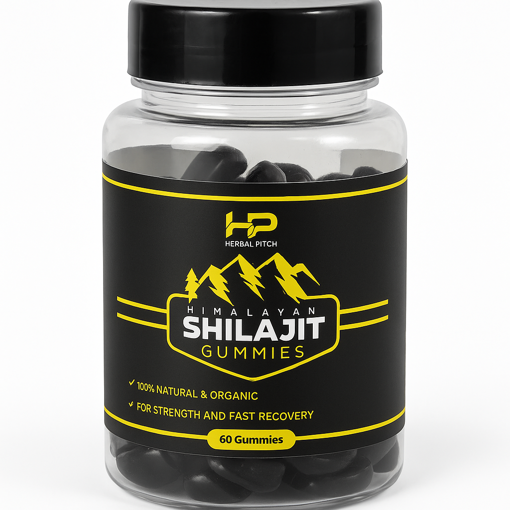 Herbal Pitch Shilajit Gummies – 60 Gummies | 100% Natural Himalayan Shilajit | Boost Energy, Recovery & Performance | Dietary Supplement