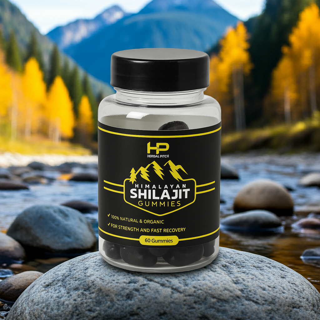 Herbal Pitch Shilajit Gummies – 60 Gummies | 100% Natural Himalayan Shilajit | Boost Energy, Recovery & Performance | Dietary Supplement
